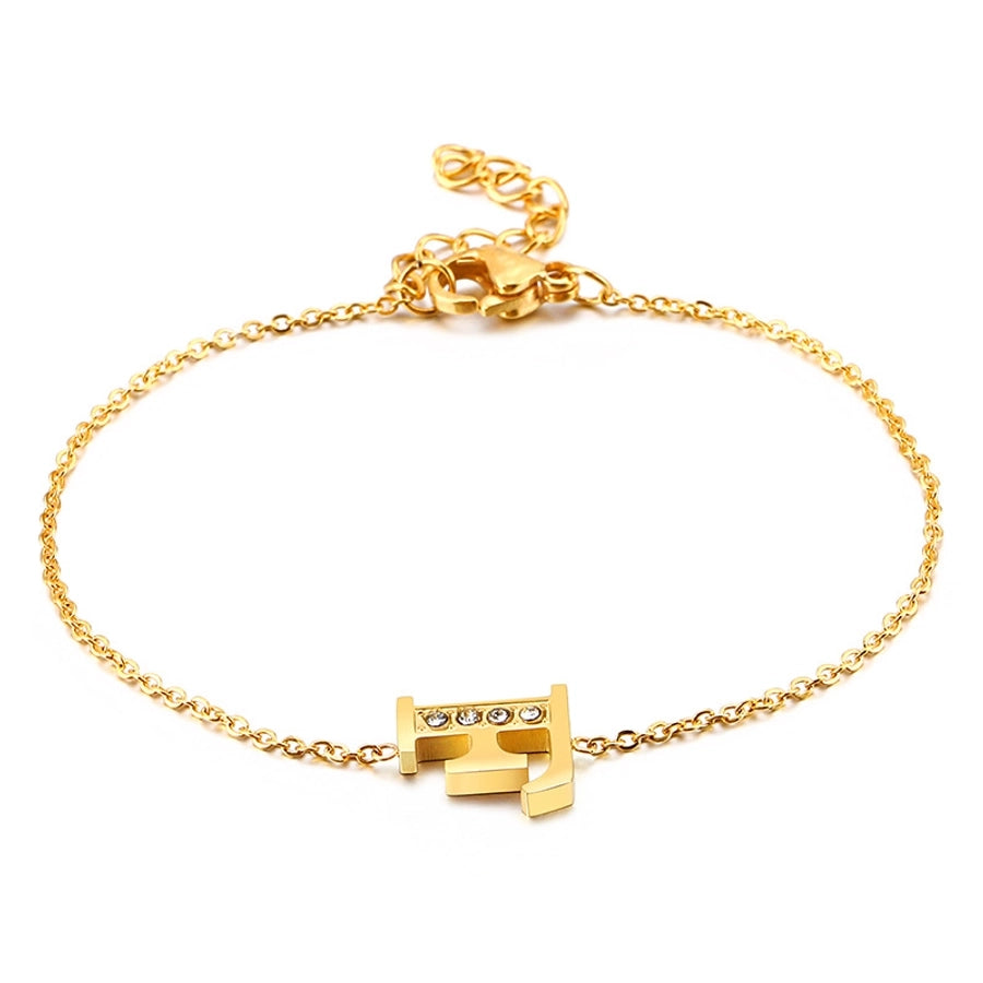 Letter Bracelets [304 Stainless Steel,18K Gold Plated]