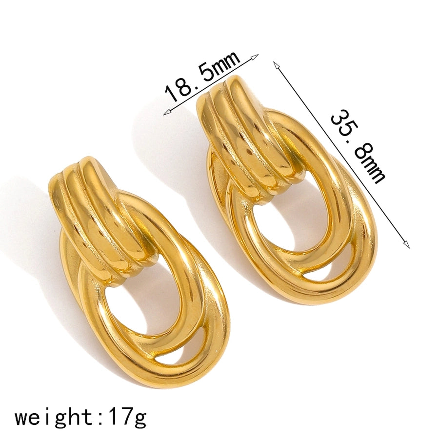 Double Hoop Earrings [304 Stainless Steel,18K Gold Plated]