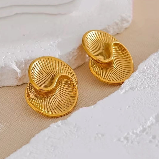 Double Spiral Earrings [304 Stainless Steel,18K Gold Plated]