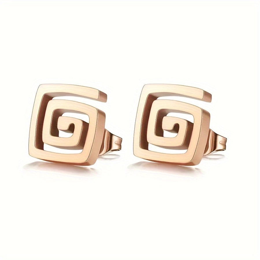 Ancient Stud Earrings [304 Stainless Steel,18K Gold Plated]