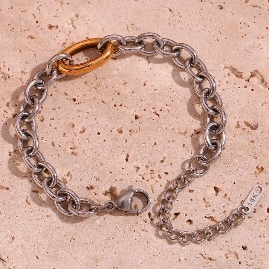 Silberkabelkettenarmband/Halskette [304 Edelstahl, 18K Gold plattiert]