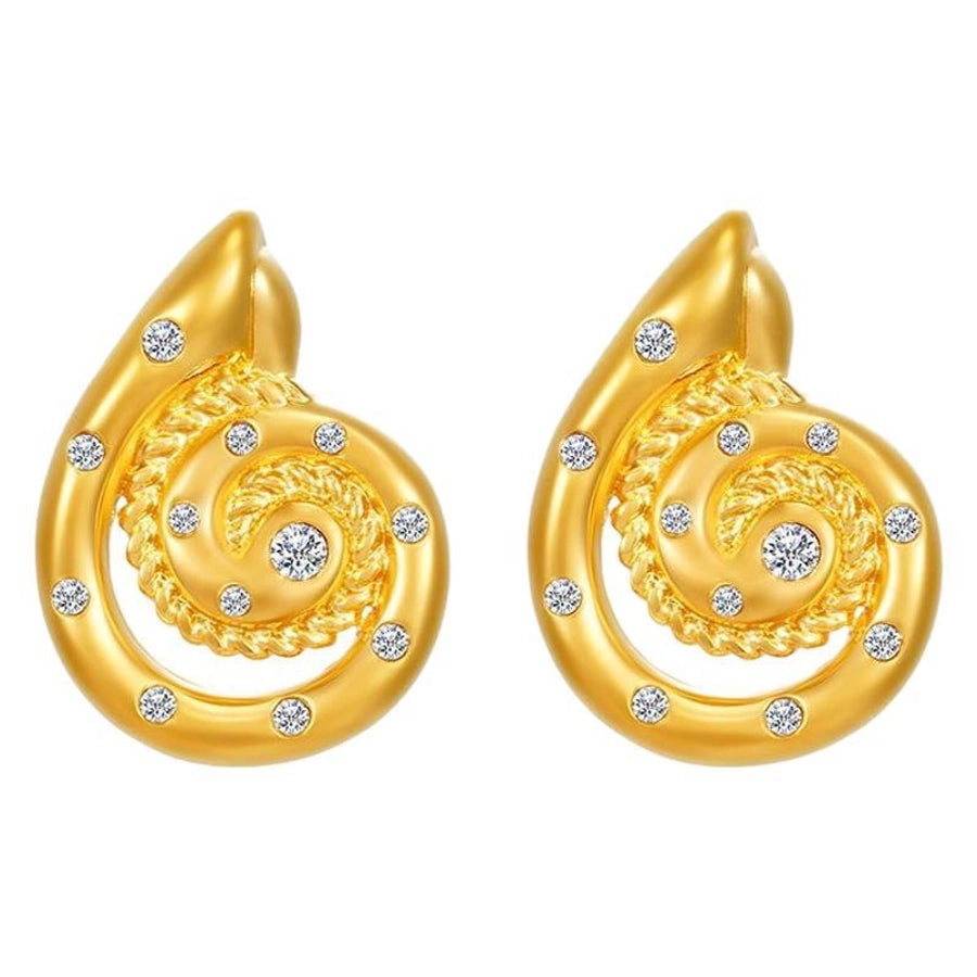 Marine Style Conch Zircon Earrings [304 Stainless Steel]