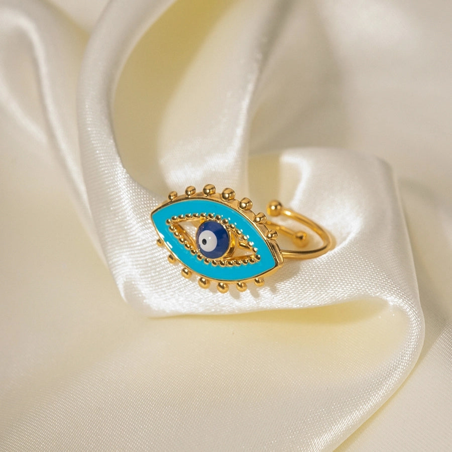 Devil's Eye Enamel Open Ring [Stainless Steel 18K Gold Plated]