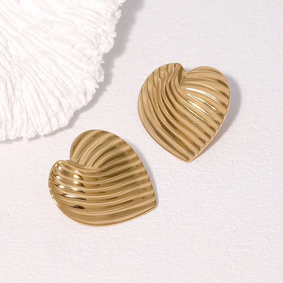 Heart Shape Earrings [304 Stainless Steel,18K Gold Plated]