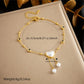 Vacation Heart Shape Eye Roman Numeral  Pearls Anklet [304 Stainless Steel, 18K Gold Plated]