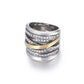 fashion geometric stainless steel criss cross braid rhinestones rings