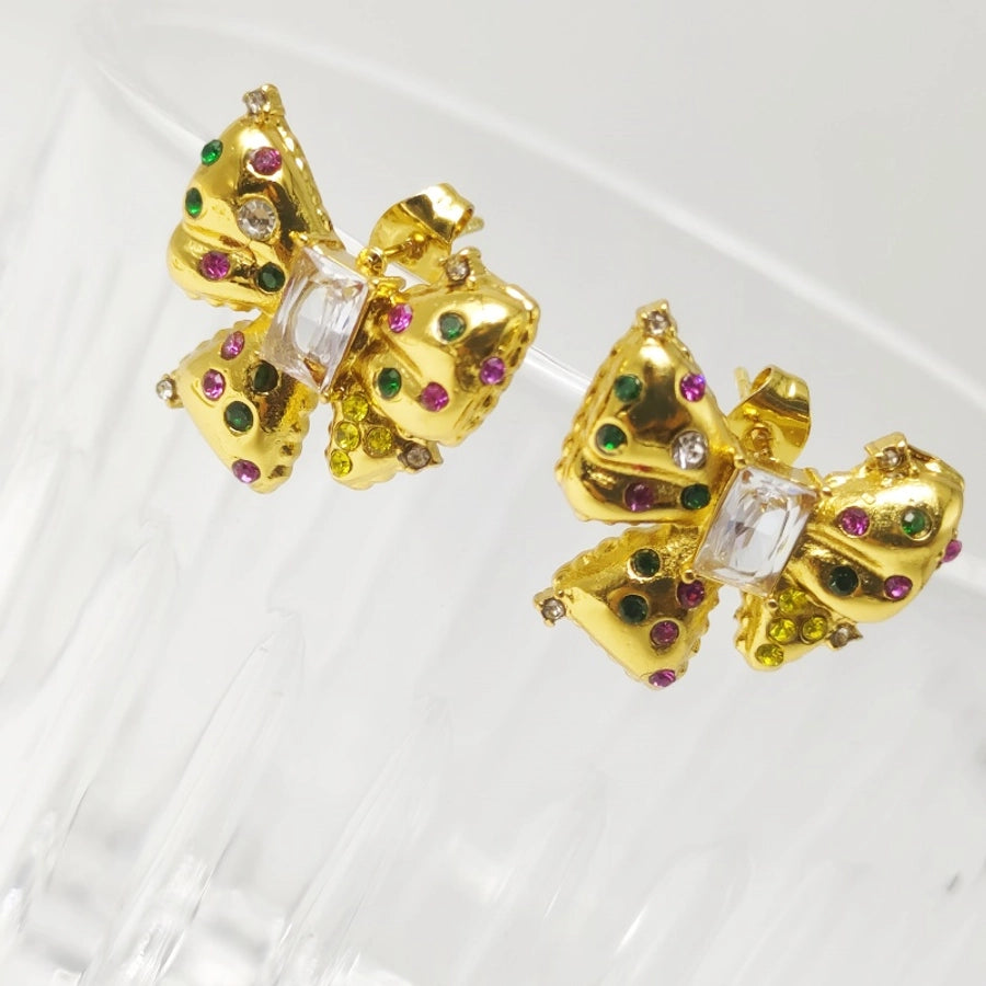 Boucles d'oreilles à nœuds à nœuds [304 en acier inoxydable, 18 carats plaqués à l'or]