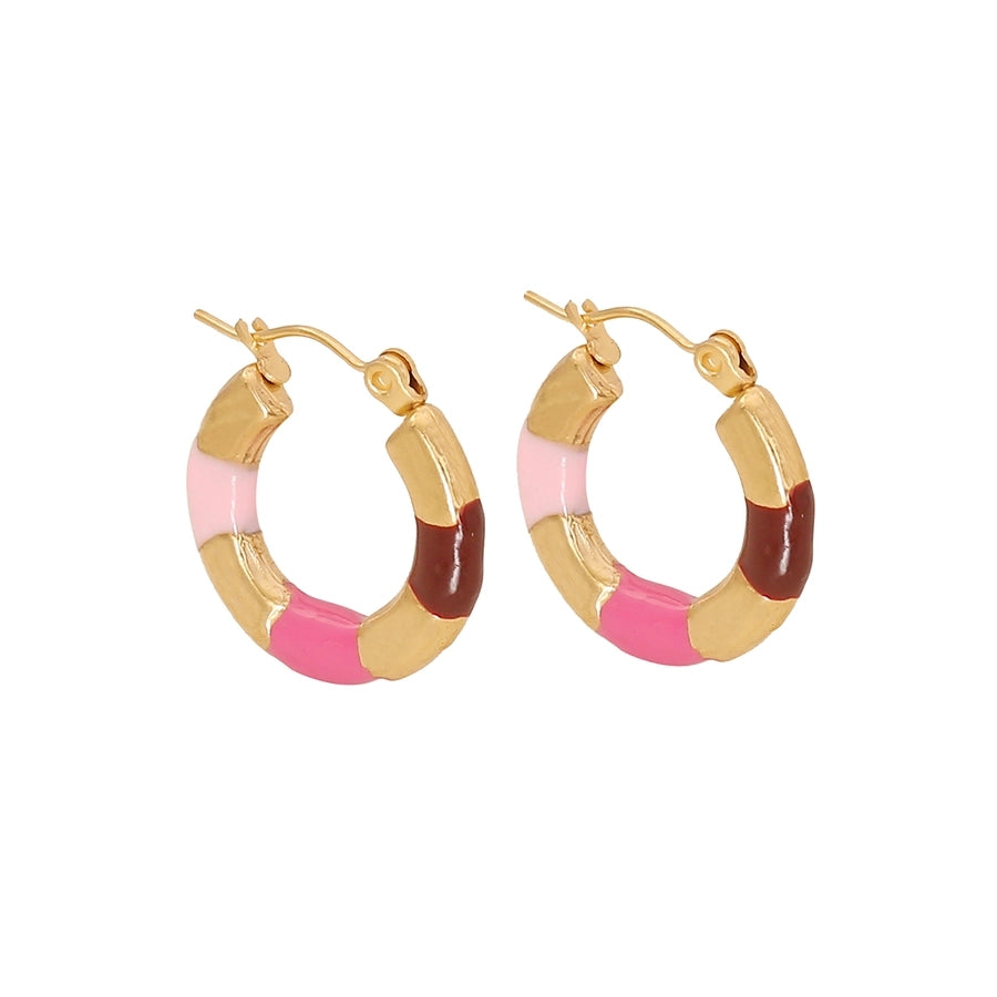 Enamel Hoop Earrings [304 Stainless Steel,18K Gold Plated]