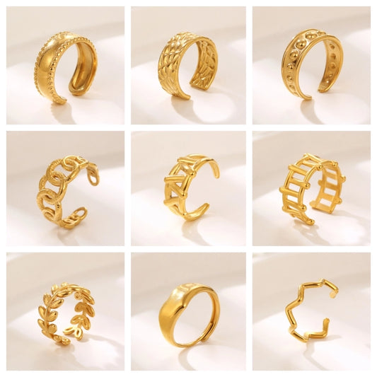 Mix Designs Rings [304 Stainless Steel 18K Gold Plated]