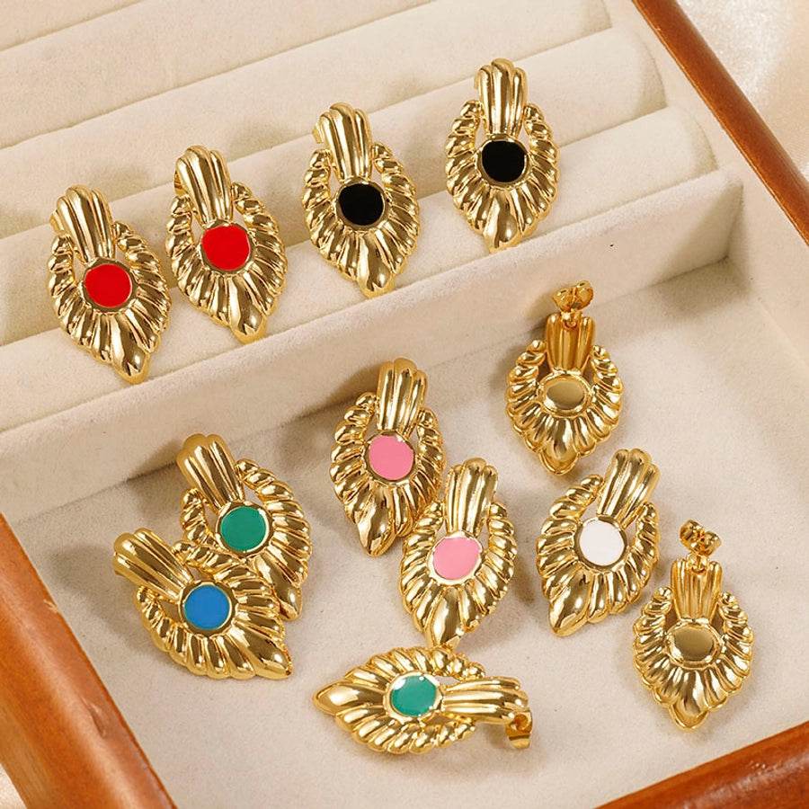 Vintage Enamel Earrings [304 Stainless Steel,18K Gold Plated]