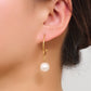 Drop Pearl Hoop Earrings [316 Stainless Steel,18K Gold Plated]