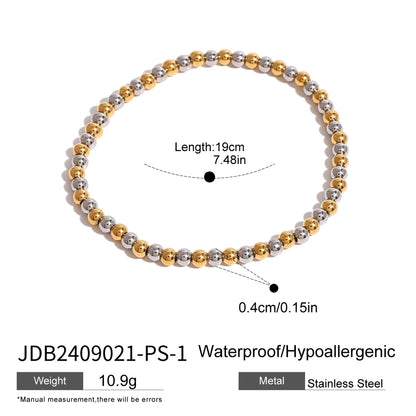 Color Block Elastic String Bracelets [304 Stainless Steel,18K Gold Plated]