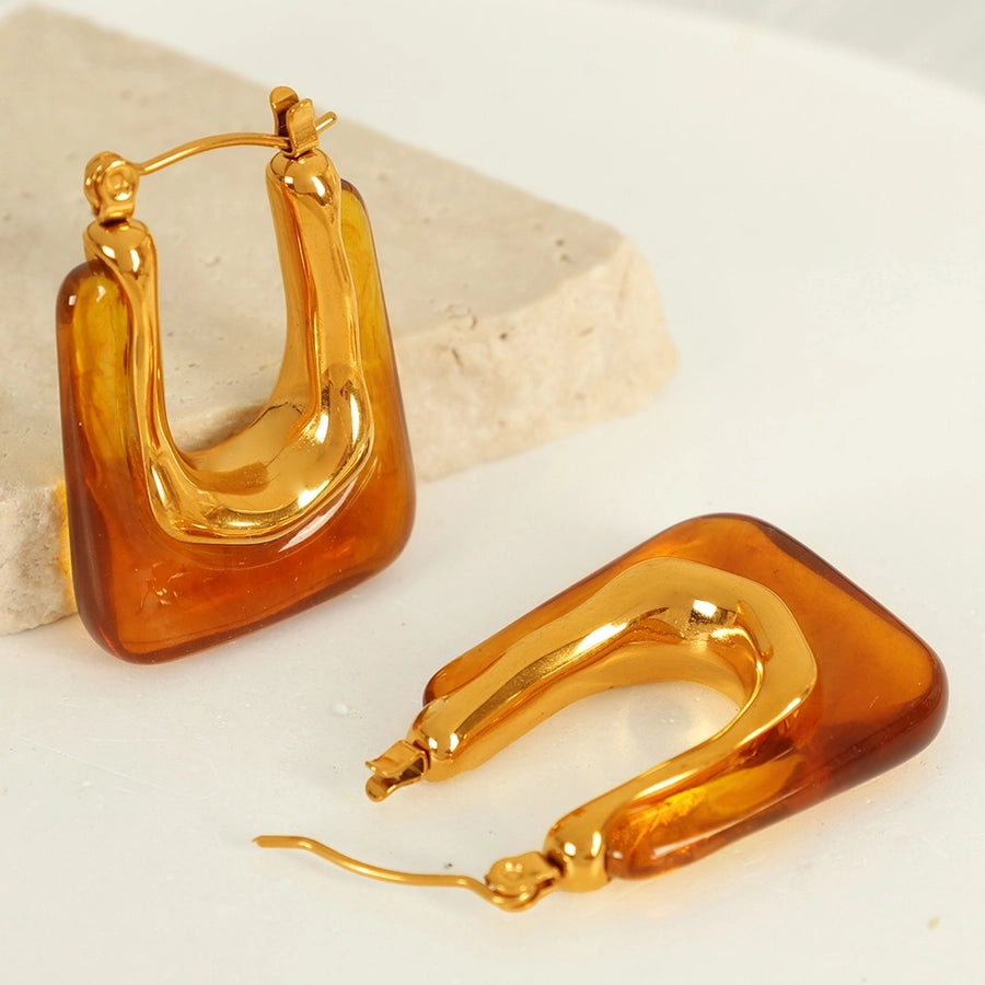 Vintage Resin Earrings [304 Stainless Steel,18K Gold Plated]