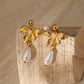 Flower Artificial Pearls Drop Earrings [304 Stainless Steel,18K Gold Plated]