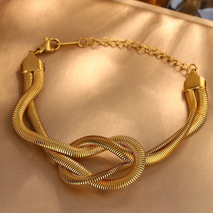 Knot Bracelet/Necklace/Jewelry Set [304 Stainless Steel, 18K Gold Plated]