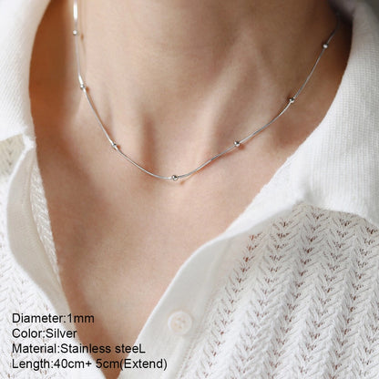 Snake Chain Ball Choker Necklace  [304 Stainless Steel]