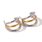 C Shape Semicircle Two Tone Earrings [304 Stainless Steel,18K Gold Plated]