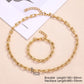 U Shape Chain  Bracelet/Necklace/Jewelry Set [304 Stainless Steel, 18K Gold Plated]