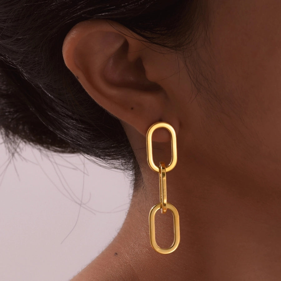 Asymmetrical Chain Earrings [201 Stainless Steel,18K Gold Plated]