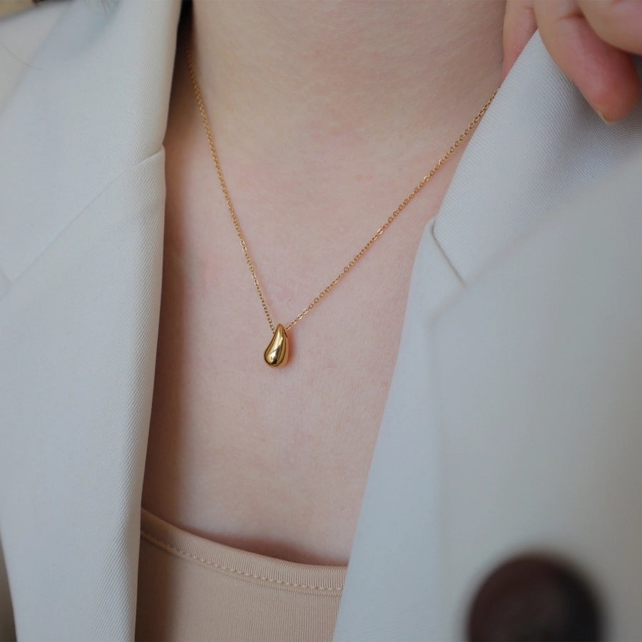 Water Droplets Pendant Necklace [304 Stainless Steel,18K Gold Plated]