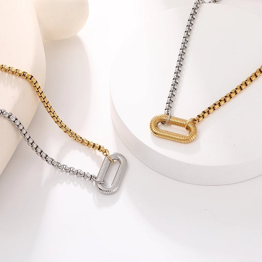 Collana a catena del tono duo [acciaio inossidabile 304, oro 18K placcato]