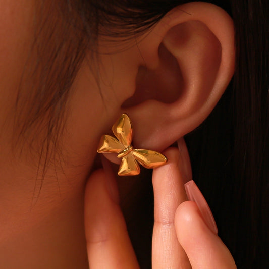 Butterfly Boldenohrringe [304 Edelstahl, 18K Gold plattiert]