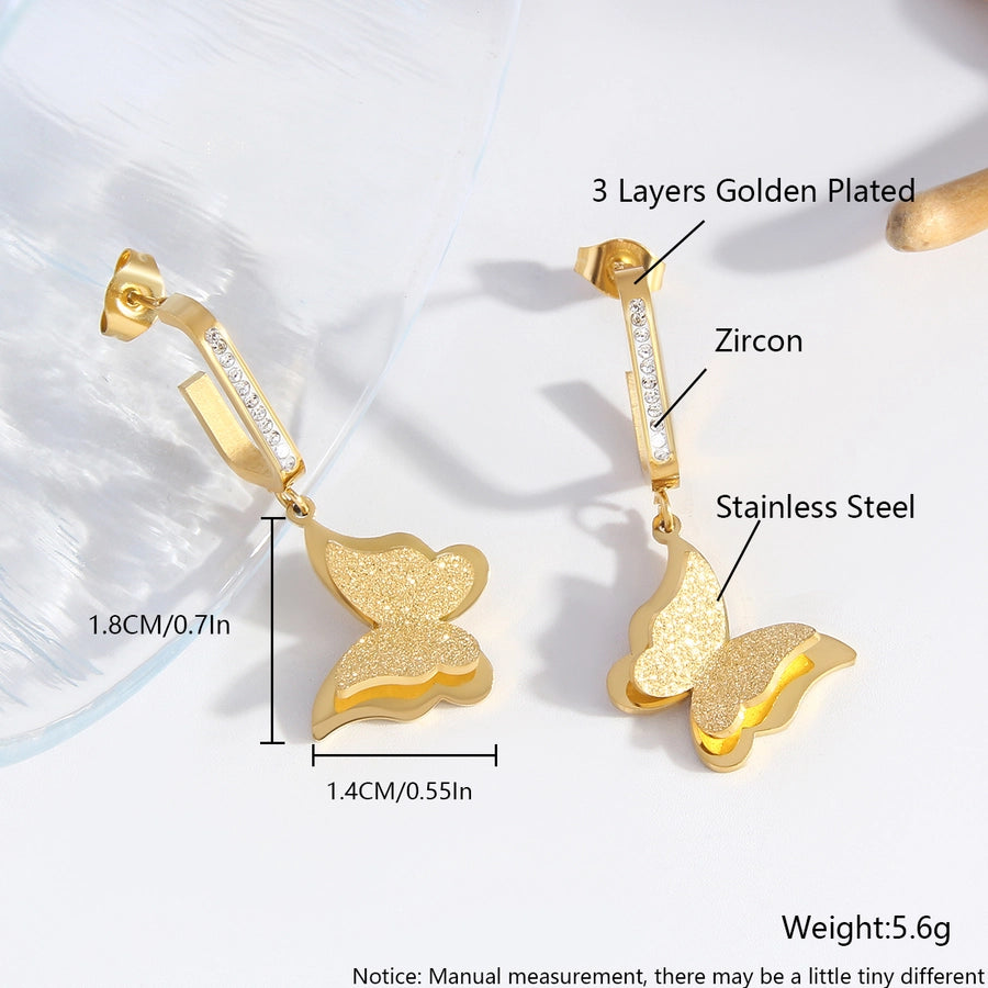 Luxuriosus Butterfly Pendientes [304 acero inoxidable, 18k dorado chapado]