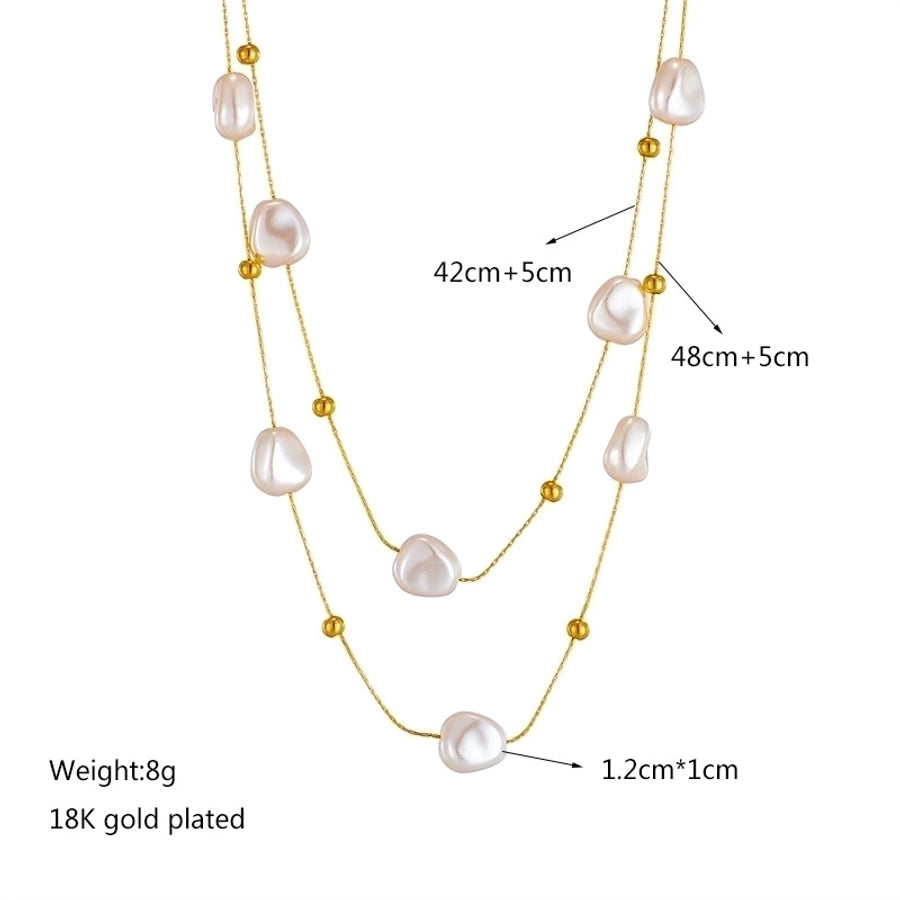 French Style Irregular Pearl Plating Necklace [304 Stainless Steel,18K Gold Plated]