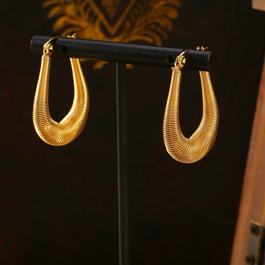 U Shape Lines Layered Earrings [304 Stainless Steel,18K Gold Plated]