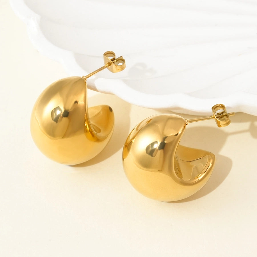 Bulb Stud Earrings [304 Stainless Steel, 14K Gold Plated]