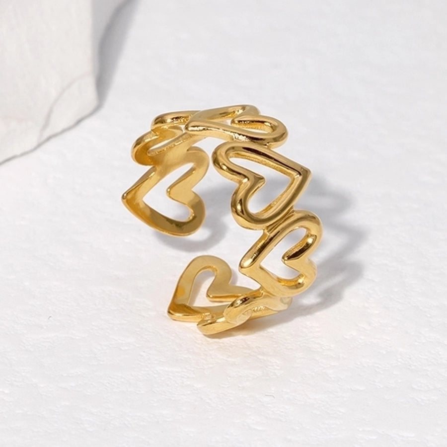 Hollow Heart Open Ring [304 Stainless Steel 18K Gold Plated]