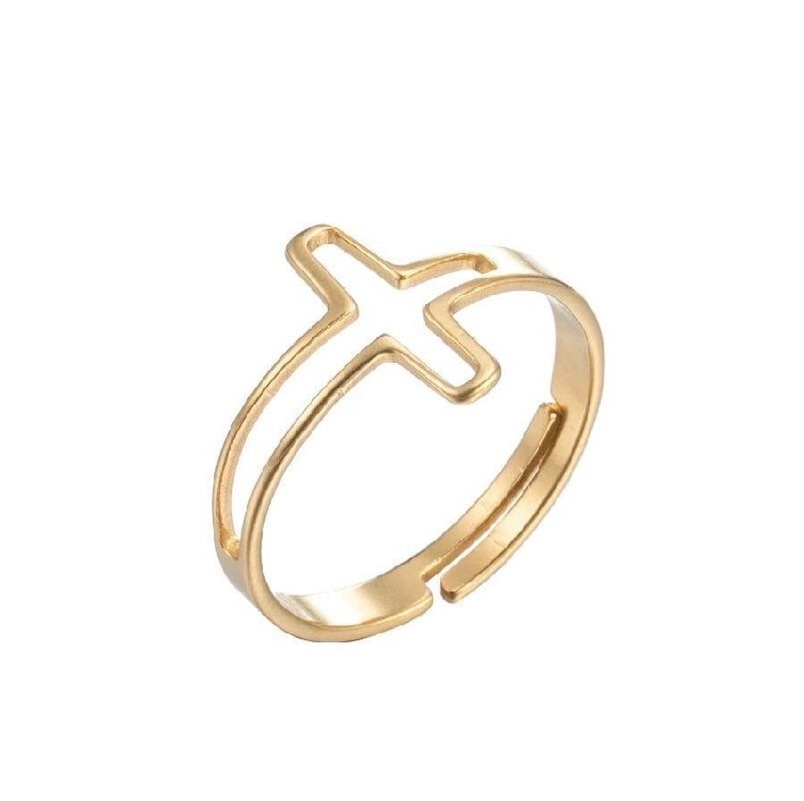 Thin Mix Design Ring [201 Stainless Steel, 18K Gold Plated]