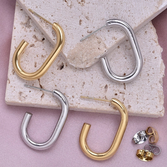 U Shaped Hoop Earrings [304 Stainless Steel]