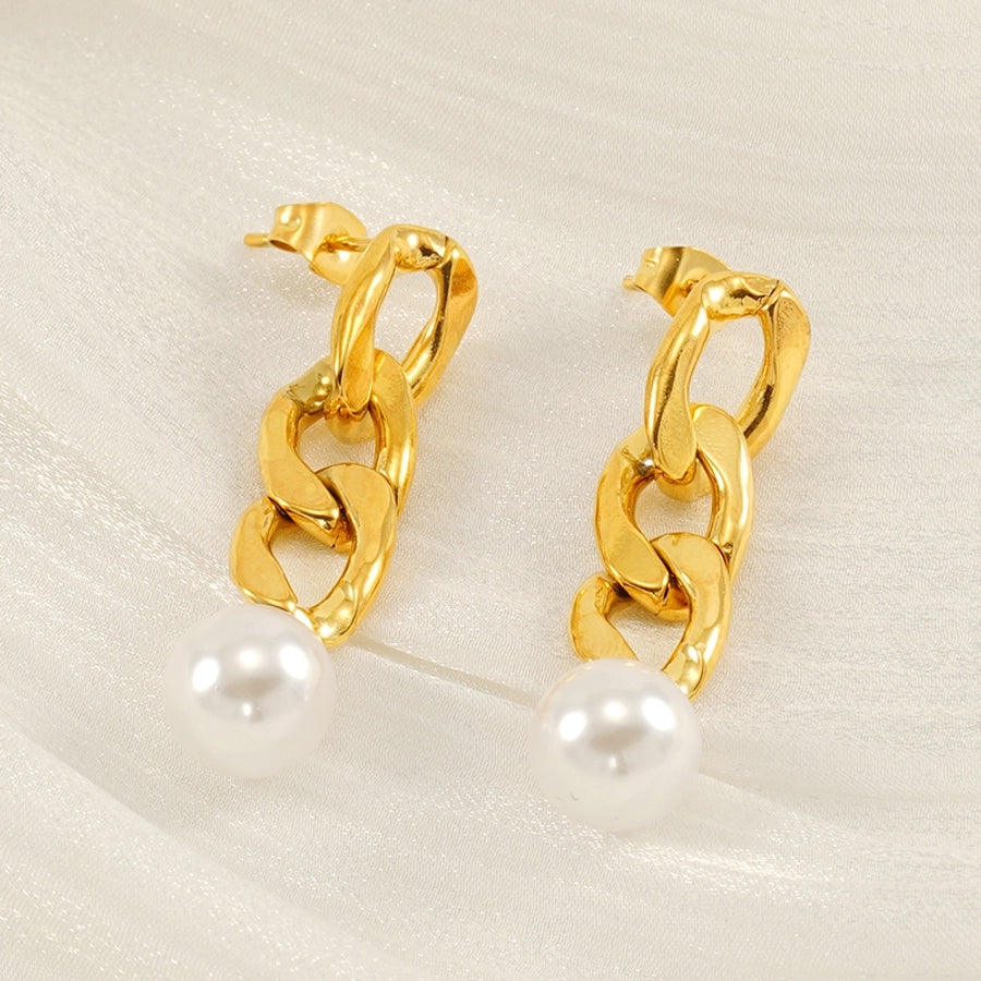 Mix Design Drop Earrings [304 Stainless Steel, 18K Gold Plated]