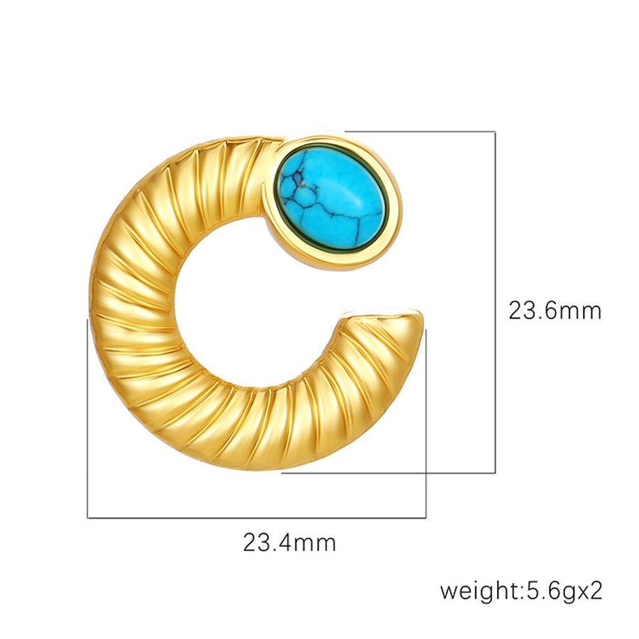 Turquoise Earrings [304 Stainless Steel, 18K Gold Plated]