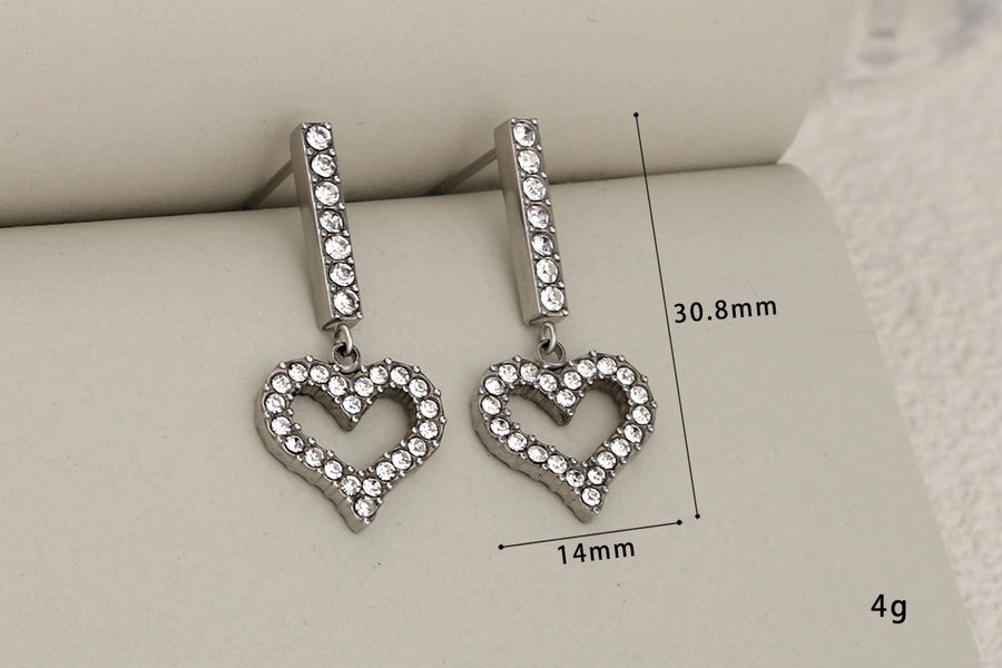 Hollow Heart Shape Plating Round Earrings [304 Stainless Steel,18K Gold Plated]