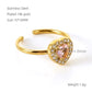 Shiny  Square Water Droplets Heart Shape Zircon Open Ring [Stainless Steel 18K Gold Plated]