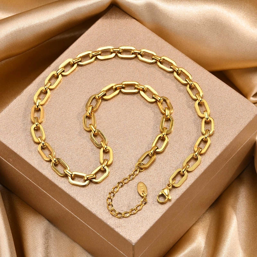 Cable Chain Bracelet/Necklace [304 Stainless Steel,18K Gold Plated]