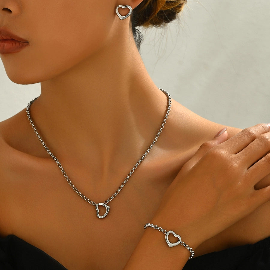 Conjunto de joyas de forma de corazón [304 acero inoxidable]