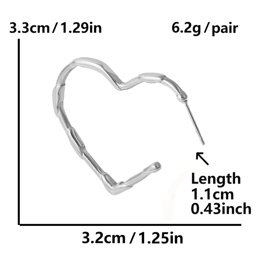 Hollow Heart Shape Hoop Earrings [304 Stainless Steel]