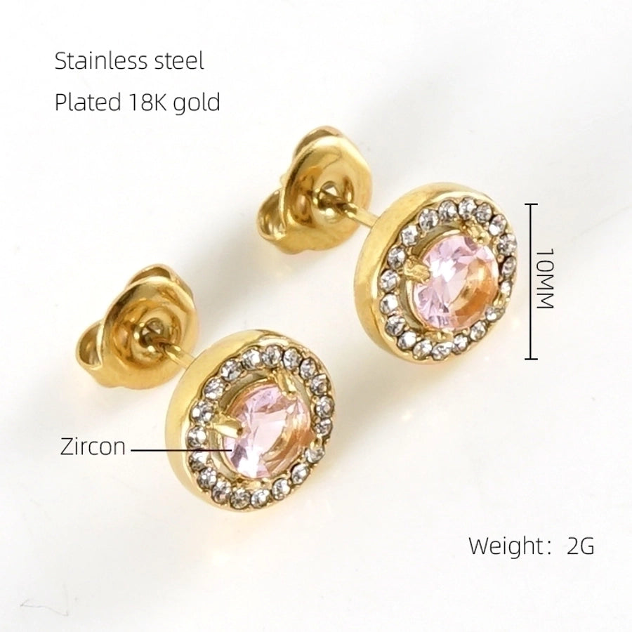 Glam Sun Water Droplets  Rhinestones Earrings [Stainless Steel,18K Gold Plated]