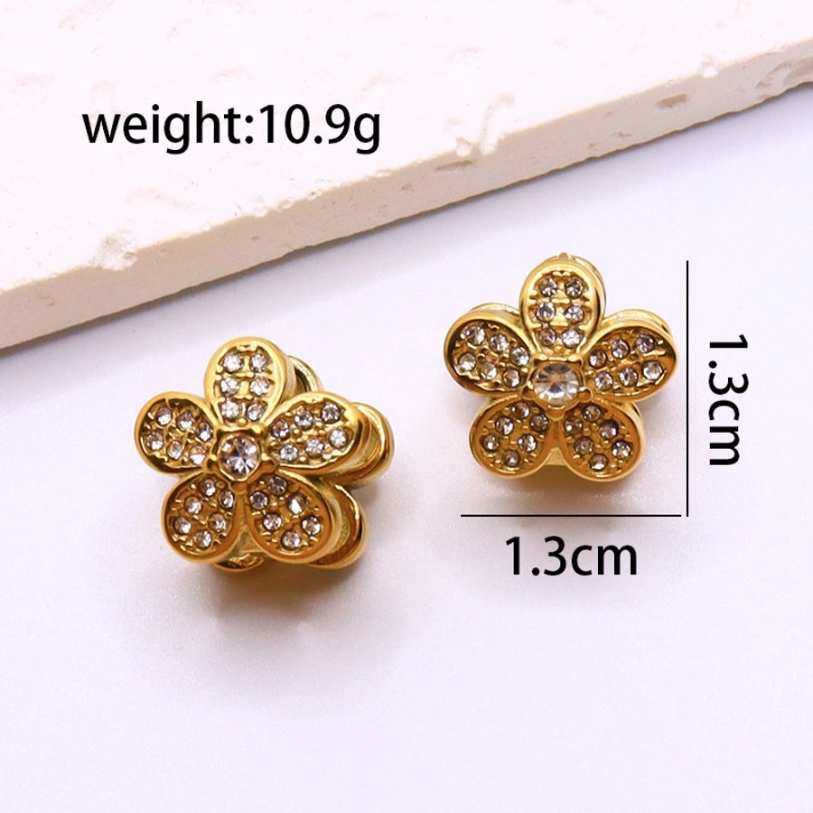 Flower Bow Knot Earrings [304 Stainless Steel,18K Gold Plated]