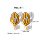 Oval Pleated Pearl Drop Earrings [304 Stainless Steel,18K Gold Plated]