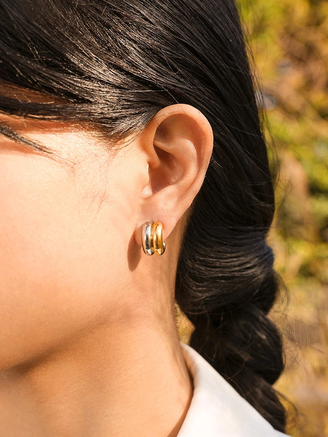 Double Hoop Earrings [201 Stainless Steel,18K Gold Plated]