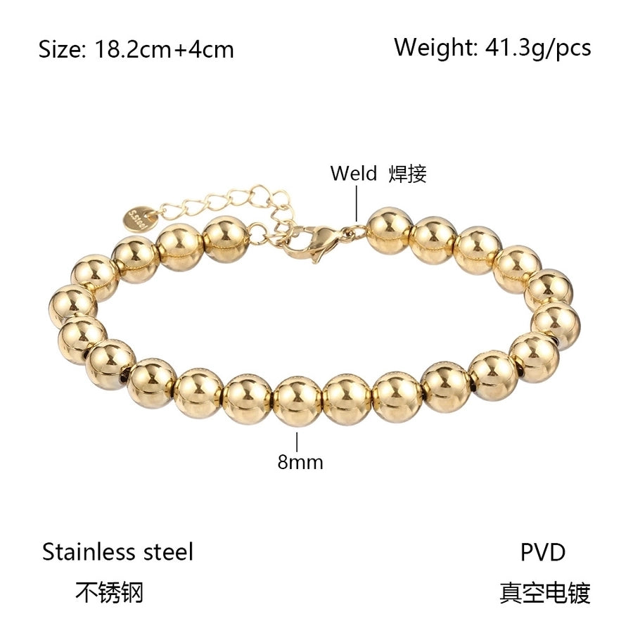 Elastic Beaded Bracelet [304 Stainless Steel, 18K Gold Plated]