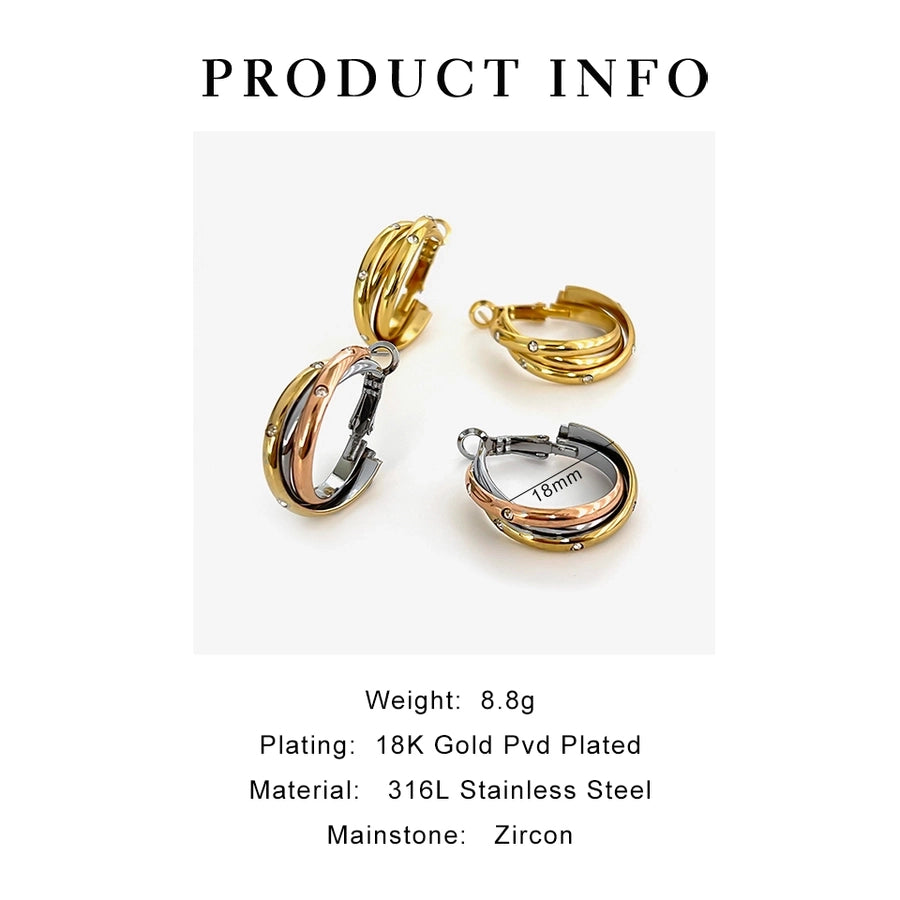 Commute Circle Hoop Earrings [316L Stainless Steel,18K Gold Plated]