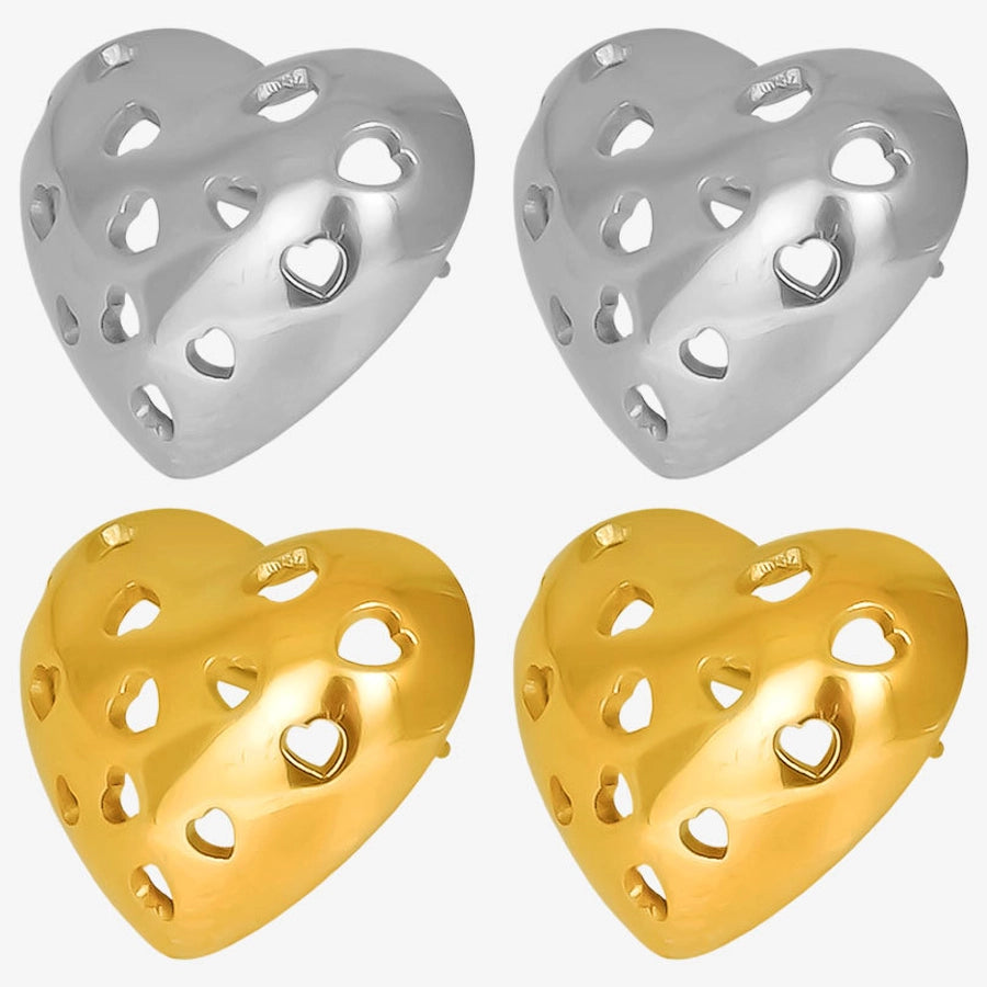 Heart Holes Earrings [304 Stainless Steel]