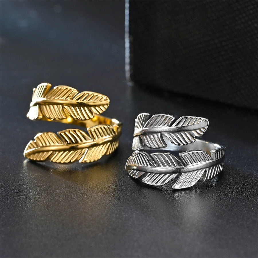 Leaves Open Ring [Stainless Steel]