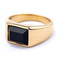 Retro Classic Style Square 304 Stainless Steel Inlay Artificial Gemstones Men'S Rings