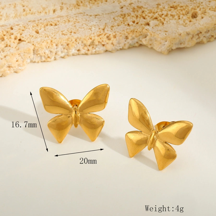 Butterfly Stud Earrings [304 Stainless Steel 18K Gold Plated]